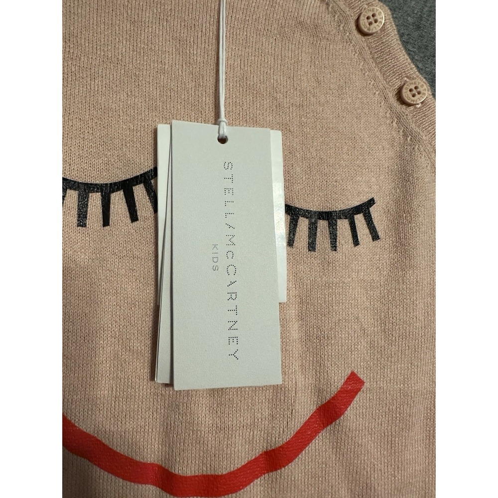 Stella McCartney Kids Knit Striped Smiley Coverall 6M Pink Gray Red - Picture 2 of 5